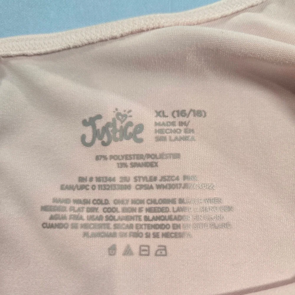 Justice Girls Pink Gold Foil Splatter Gymnastics Biketard Size XL 16/18 JSZC4